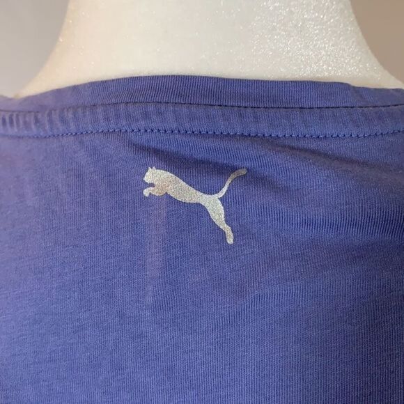 Puma Blue Striped Logo T-Shirt - Picture 5 of 6